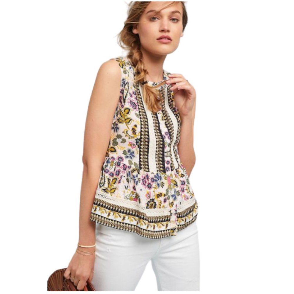 Anthropologie Caccini Lace Peplum Blouse XXSP